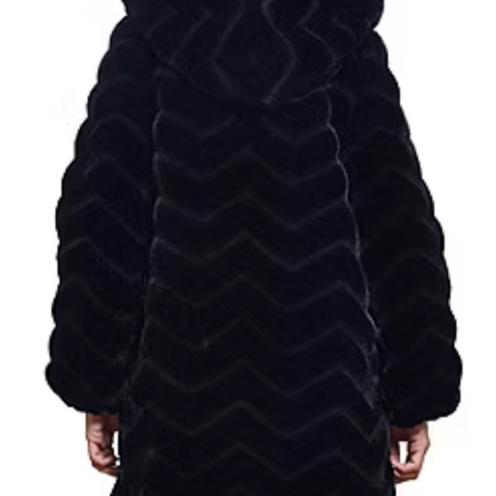 Gallery Elegant Black Faux Fur Teddy Coat 2X - Picture 3 of 17